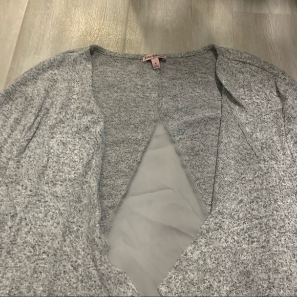 Juicy Couture Gray Sheer Back Cardigan Sweater Sz L - Picture 5 of 8